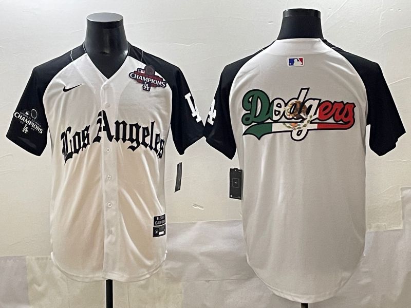 Men 2025 Los Angeles Dodgers Blank White black Five generations Joint Name Nike MLB Jersey style 5265